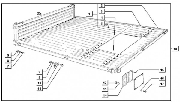 Fahrgestell Pritsche - Ape TM 703 Diesel mit Lenker 422ccm 4T AC 2000-2004 ZAPT10000