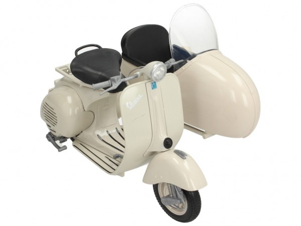 Vespa Fahrzeugmodell, weiss, Vespa 1946 mit Beiwagen