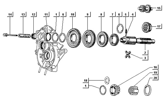 Motor Schaltgetriebe - Ape TM 218ccm 2T AC 1999-2004 ZAPT1000000001001
