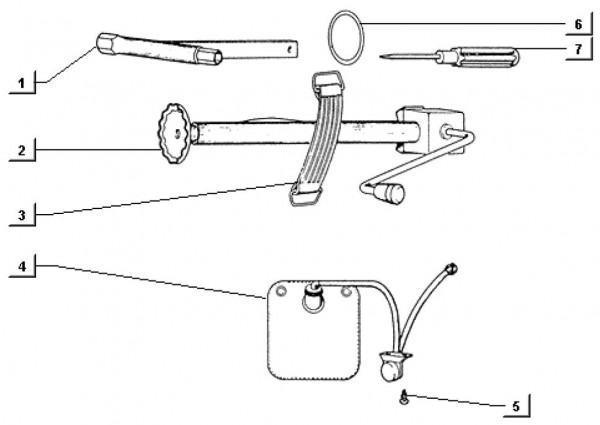 Fahrgestell Bordwerkzeug - Ape TM 703 Diesel mit Lenkrad 422ccm 4T AC 1997-2004 ATD2T