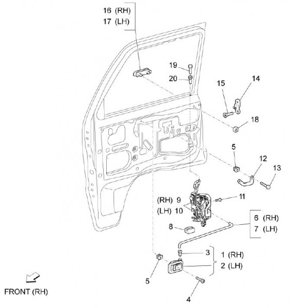 Fahrgestell Türbauteile vorn - Porter Multitech 1300ccm 4T LC 2010- ZAPS90VJ