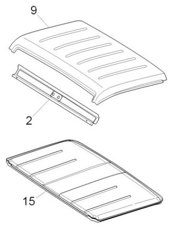 Fahrgestell Dachpaneel - Porter Multitech 1300ccm 4T LC 2015- ZAPS90PGW