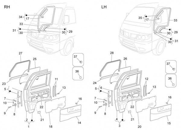 Fahrgestell Türen vorn - Porter Maxxi Multitech 1300ccm 4T LC 2014- ZAPS90RJ