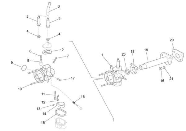 Motor Vergaser - Ape Mix 50ccm 2T AC 2014- ZAPC80000