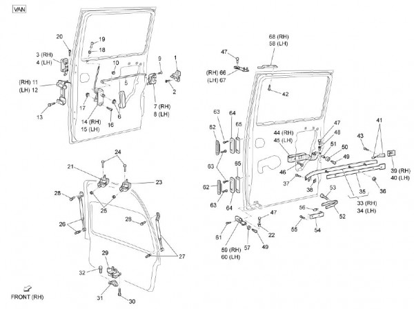 Fahrgestell Türbauteile hinten - Porter Multitech 1300ccm 4T LC 2010- ZAPS90VJ