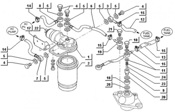 Fahrgestell Dieselfilter - Ape TM 703 Diesel mit Lenkrad 422ccm 4T AC 1997-2004 ZAPT10000