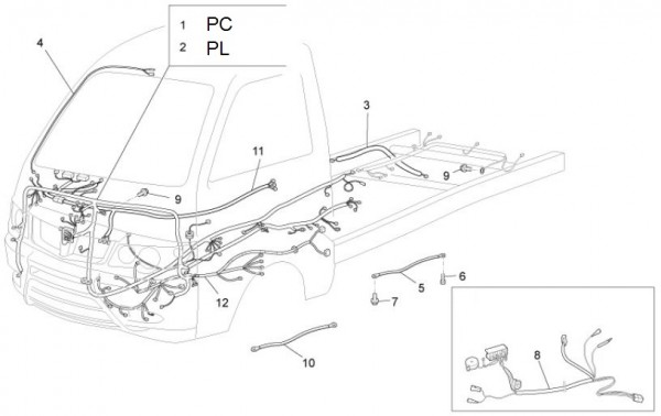Elektrische Anlage Kabelbaum - Porter Maxxi D120 Diesel 1200ccm 4T LC 2013- ZAPS90RK