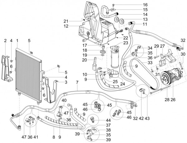 Fahrgestell Klimaanlage - Porter Multitech 1300ccm 4T LC 2016- ZAPS90PGW