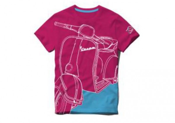 Vespa 70 Years Young, T-Shirt, Damen, Größe: M, pink, blau, Baumwolle