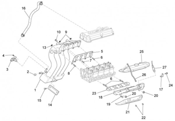 Motor Stutzen Einlass - Auslass - Porter Multitech 1300ccm 4T LC 2014- ZAPS90VJ