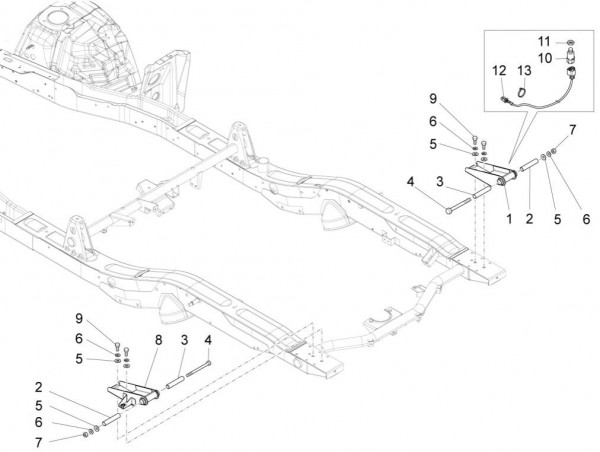 Fahrgestell Ladeflächenbauteile Kipper - Porter Quargo 700ccm 4T LC 2009- ZAP4P10000