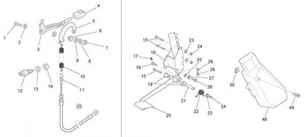 Bowdenzüge Pedale - Ape TM 703 mit Lenker 220ccm 2T AC 2008-2016 ZAPT10000