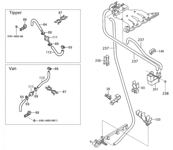 Fahrgestell Unterdruckleitung - Porter Porter 1000ccm 4T LC 1992-1998 ZAPS85