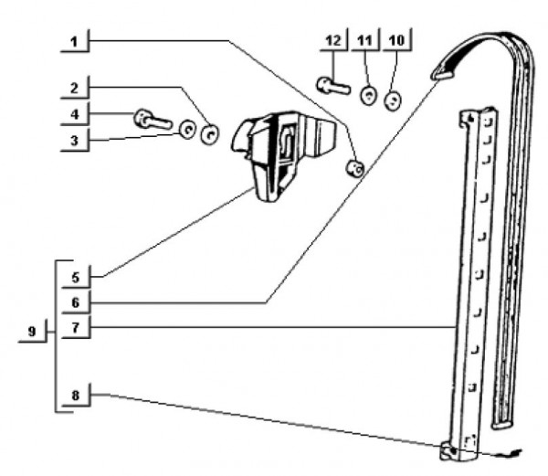 Fahrgestell Fensterheber - Ape TM 703 mit Lenker 220ccm 2T AC 1997-1999 ZAPT10000