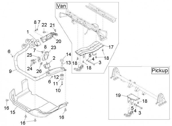 Fahrgestell Motorhalterungen - Porter D120 Diesel 1300ccm 4T LC 2011- ZAPS90VK