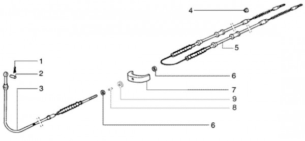 Bowdenzüge Handbremszug - Ape TM 703 Diesel mit Lenker 422ccm 4T AC 2005-2010 ZAPT10000