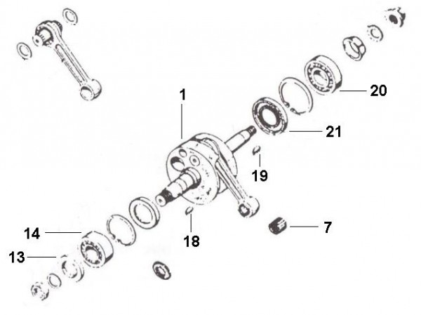 Motor Kurbelwelle - Ape TM 220ccm 2T AC 1982-1983 ATM1T