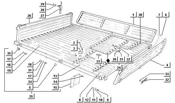 Fahrgestell Pritsche (aus Blech) - Ape TM 218ccm 2T AC 1984- ATM2 00001001