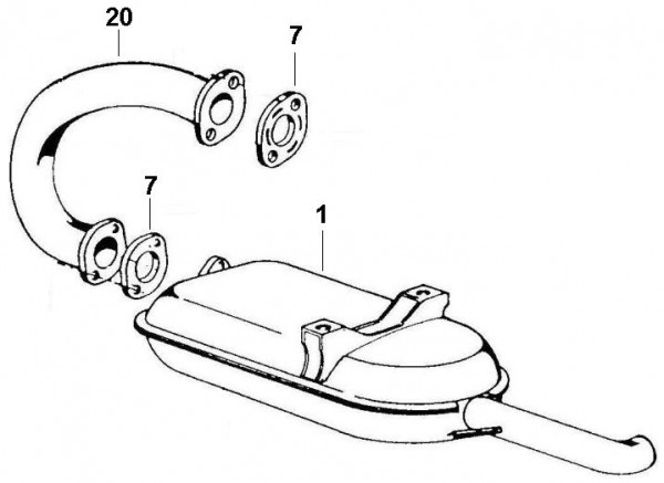 Motor Auspuff - Ape Poker 422ccm 4T AC 1990-1993 M4R1T