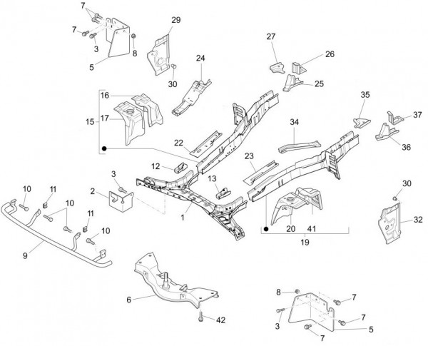 Fahrgestell Rahmen vorn - Porter Multitech 1300ccm 4T LC 2017- ZAPS90TGW