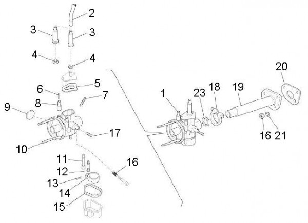 Motor Vergaser - Ape Mix 50ccm 2T AC 2013- ZAPC80000