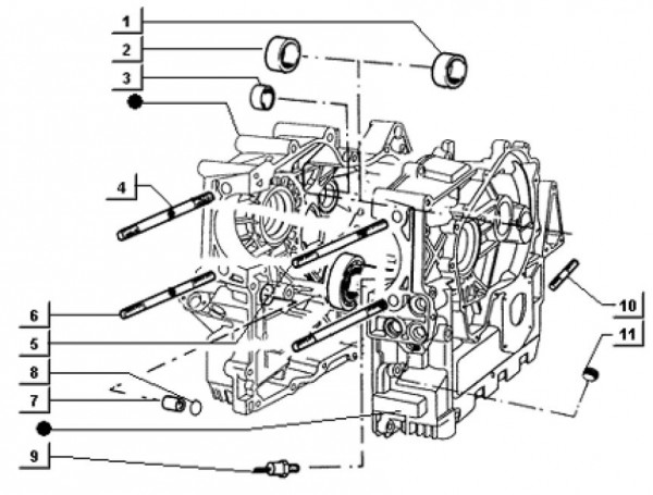 Motor Kurbelgehäuse I - Ape TM 703 Diesel mit Lenker 422ccm 4T AC 1997-2004  ATD1T, APE ERSATZTEILE