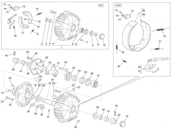 Bowdenzüge Bremsanlage II - Ape TM 703 mit Lenker 220ccm 2T AC 2008-2016 ZAPT10000