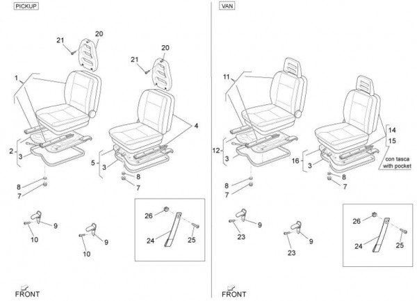 Fahrgestell Sitz vorn - Porter Multitech 1300ccm 4T LC 2010- ZAPS90TJ