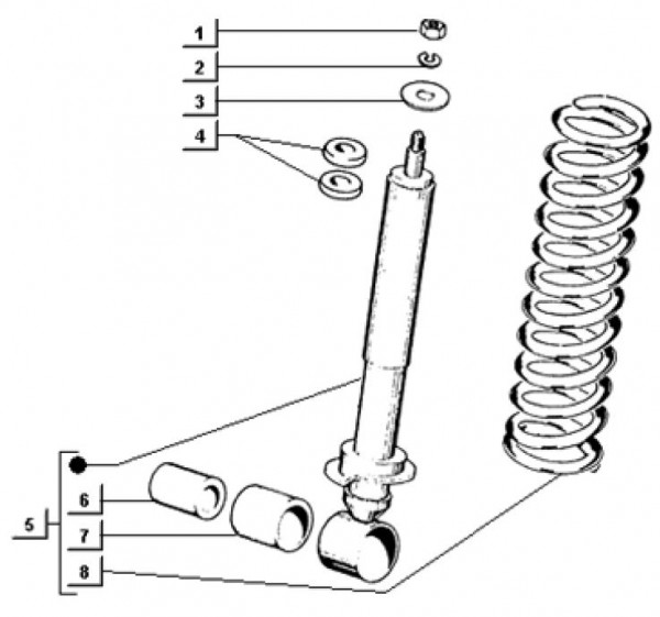 Radaufhängung Stoßdämpfer vorn - Ape TM 703 Diesel mit Lenkrad 422ccm 4T AC 1997-2004 ATD1 00001101
