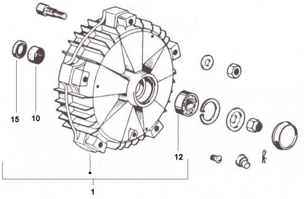 Radaufhängung Bremstrommel vorn - Ape Car 422ccm 4T AC 1988- AFD3T