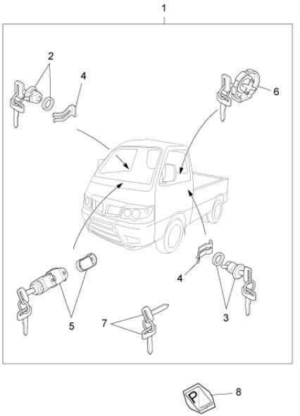 Elektrische Anlage Schloßsatz - Porter Maxxi D120 Diesel 1200ccm 4T LC 2011- ZAPS90RK
