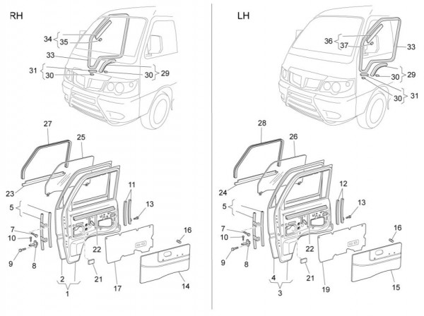 Fahrgestell Türen vorn - Porter Multitech 1300ccm 4T LC 2014- ZAPS90VJ