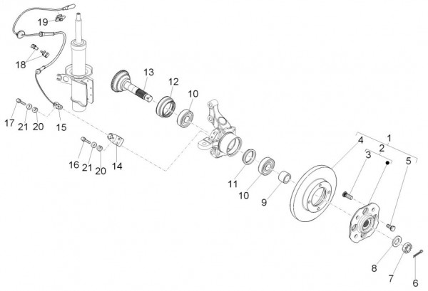 Radaufhängung Vorderradnabe - Porter D120 Diesel 1300ccm 4T LC 2015- ZAPS90TK