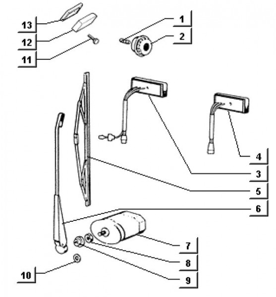 Elektrische Anlage Scheibenwischer - Ape TM 703 Diesel mit Lenker 422ccm 4T AC 1997-2004 ZAPT10000