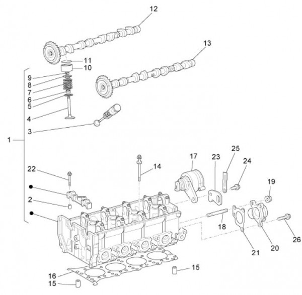 Motor Zylinderkopf - Porter Maxxi Multitech 1300ccm 4T LC 2011- ZAPS90DJ