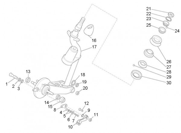 Radaufhängung Vorderradgabel - Ape Mix 50ccm 2T AC 2013- ZAPC80000