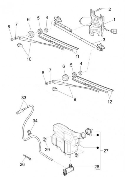 Elektrische Anlage Scheibenwischer - Porter Multitech 1300ccm 4T LC 2015- ZAPS90PGW
