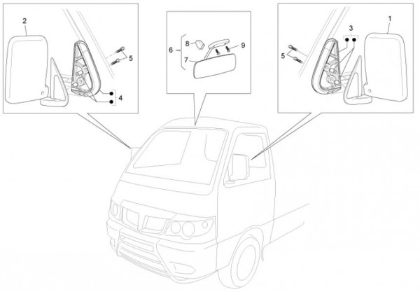 Lenker Rückspiegel - Porter Maxxi D120 Diesel 1200ccm 4T LC 2011- ZAPS90RK