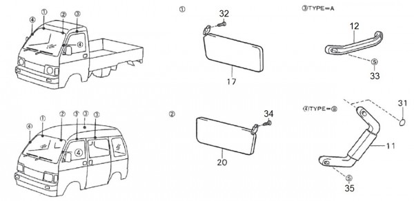 Fahrgestell Bauteile Fahrerkabine - Porter Porter 1000ccm 4T LC 1992-1998 ZAPS85