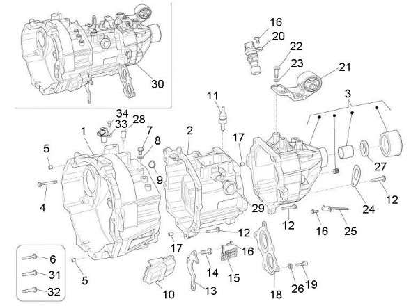 Motor Getriebegehäuse - Porter D120 Diesel 1300ccm 4T LC 2011- ZAPS90TK