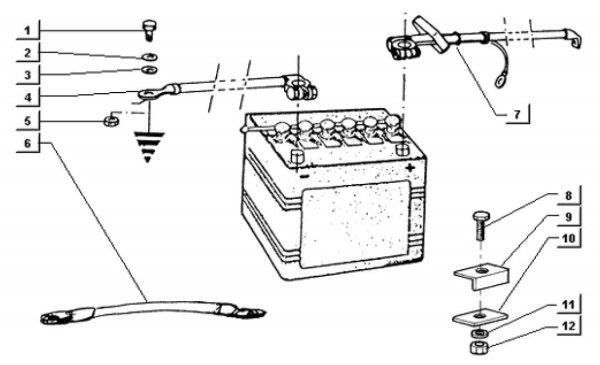 Elektrische Anlage Batterie II - Ape TM 703 mit Lenkrad 220ccm 2T AC 1997-1999 ZAPT10000