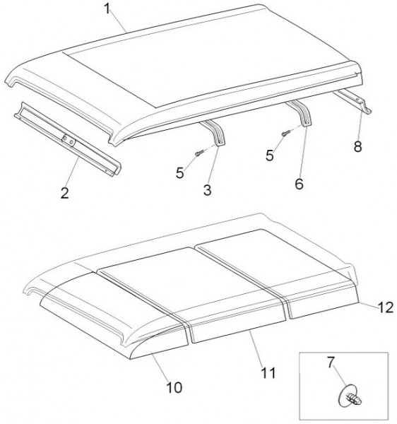 Fahrgestell Dachpaneel - Porter D120 Diesel 1300ccm 4T LC 2013- ZAPS90VK