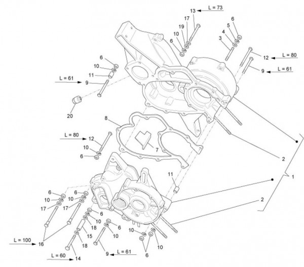 Motor Kurbelgehäuse - Ape TM 703 mit Lenker 220ccm 2T AC 2008-2016 ZAPT10000