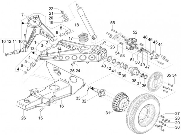 Radaufhängung Stoßdämpfer hinten - Calessino 200ccm 4T 3V AC 2014- ZAPT42PMC