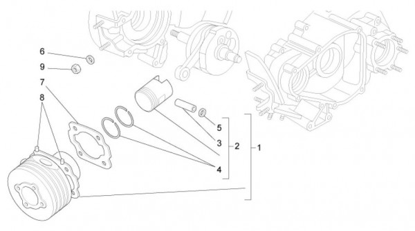 Motor Zylinder - Ape Mix 50ccm 2T AC 2014- ZAPC80000