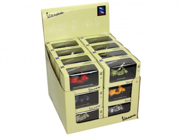 Vespa Fahrzeugmodell, Display mit 24 Modellfahrzeugen