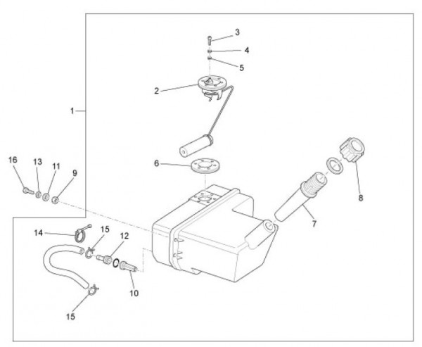 Fahrgestell Öltank - Ape TM 703 mit Lenkrad 220ccm 2T AC 2008-2016 ZAPT10000
