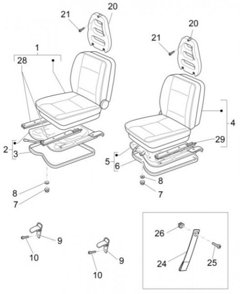 Fahrgestell Sitz vorn - Porter Multitech 1300ccm 4T LC 2015- ZAPS90PGW