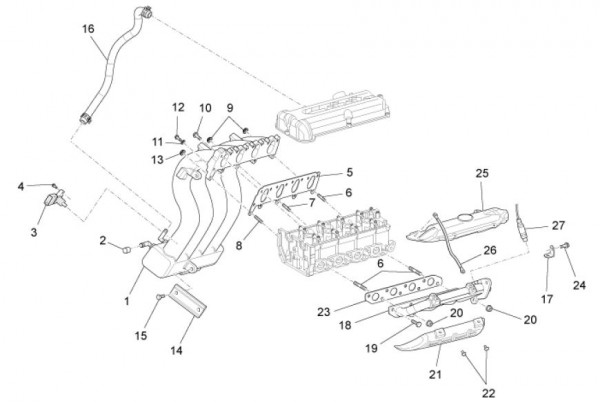 Motor Stutzen Einlass - Auslass - Porter Maxxi Multitech 1300ccm 4T LC 2010- ZAPS90RJ