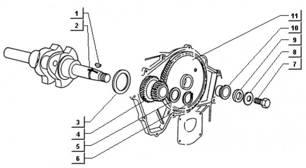 Motor Kurbelwelle - Ape TM 703 Diesel mit Lenkrad 422ccm 4T AC 1997-2004 ZAPT10000